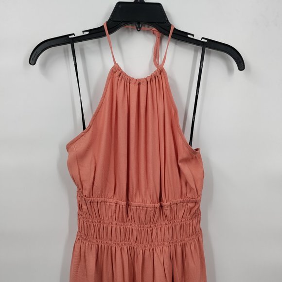 Forever 21 Smoked Halter Mini Dress Peach, Medium - Picture 3 of 11